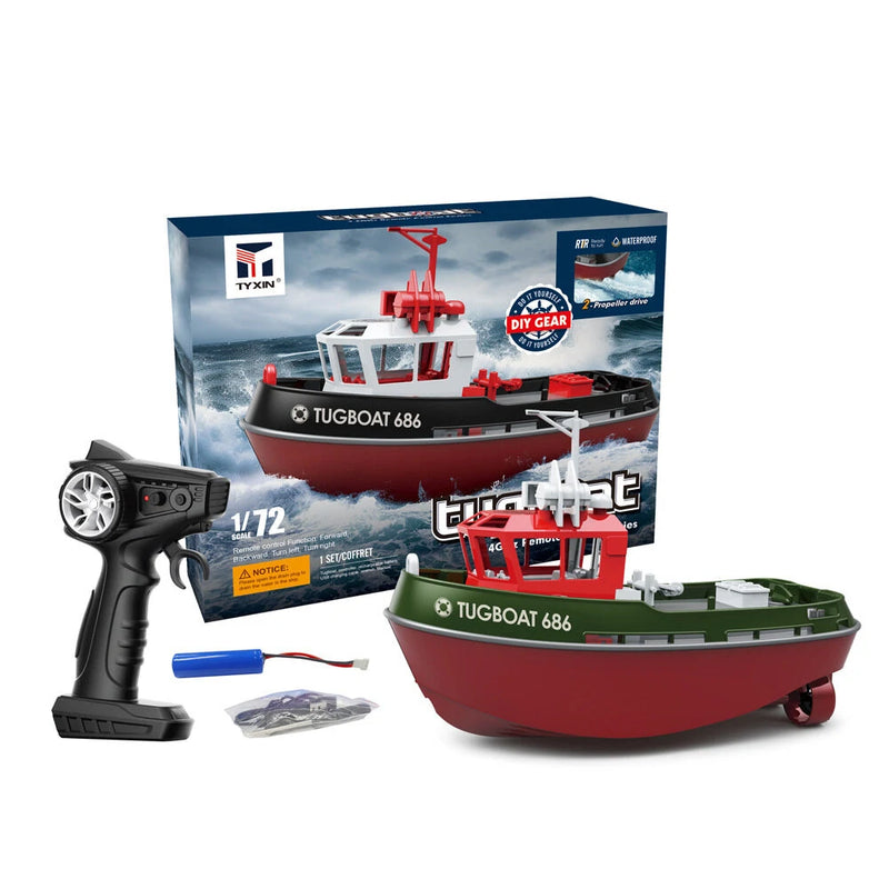 TY XIN 686 2.4G 1/72 Rc Boat Powerful Dual Motor Wireless Electric Remote Control Tugboat Model Toys for Boys Gift