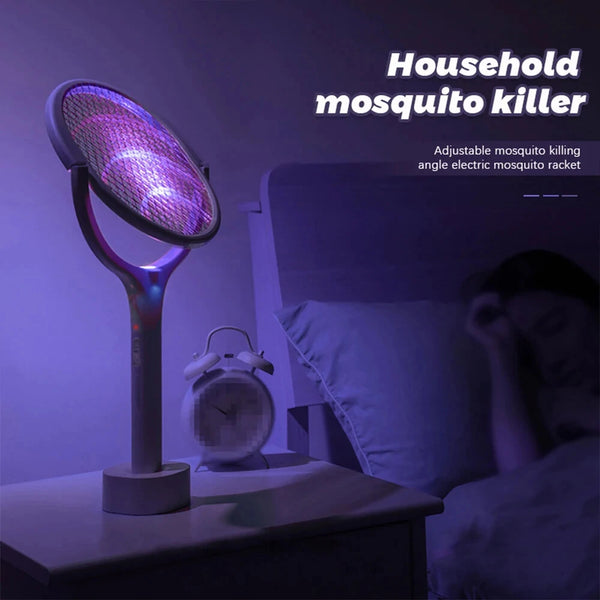 5-in-1 Multifunctional 3500V Mosquito Killer Lamp with Adjustable Angle Bug Zapper Portable Rechargeable Electric Fly Swatter with USB Charging and Quick Charge Feature