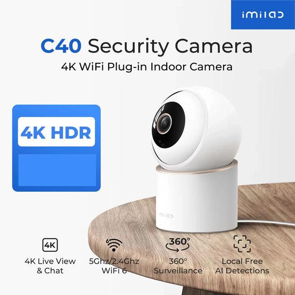IMILAB C40 8MP 4K HD Security Camera 5G WiFi Indoor Surveillance for Kid Baby Pet PTZ Cam with Person Pet Track Powerful AI Detect Cameras Work with Alexa Google Assistant