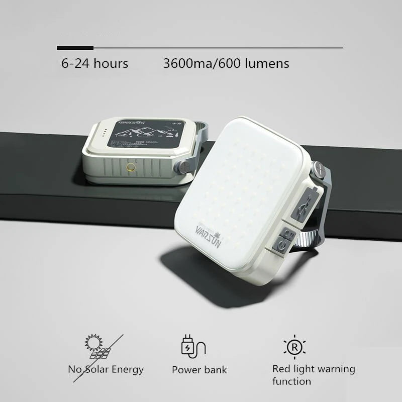 WARSUN LED Camping Lantern 1000LM, Rechargeable Camping Lantern 6000mAh, 4 Light Modes, IPX5 Water-Resistant, Solar Tent Light for Power Outages, Emergency, Hurricane, Home, Hiking