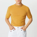 INCERUN Mens Solid Half-Collar Short Sleeve T-Shirt