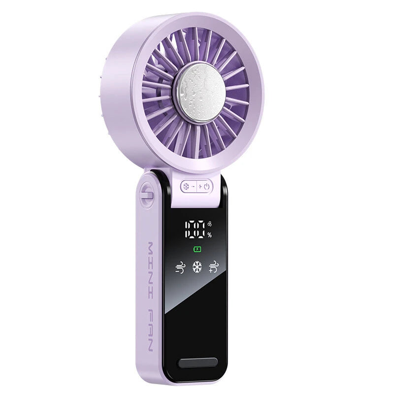 Tevorex Mini USB Fan with Digital Display 100-Speed Portable Folding Cooling Fan High Speed Strong Wind Handheld Small Fan for Outdoor