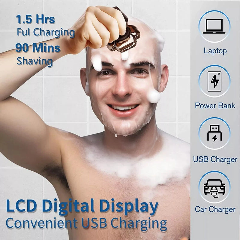 5 in 1 Electric Shaver Men's Grooming Kit Cordless Bald Shaver Wet and Dry Smart Multifunctional Electric Bald Head Shaver Washable Shaver