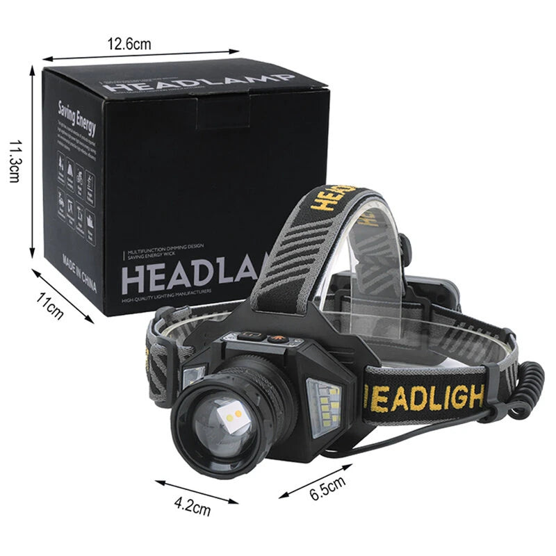 SEEKNITE Smart Sensor Zoomable LED Headlamp, White/Yellow Spotlight/Floodlight Adjusted USB Rechargeable Headlight Camping Fishing Working Head Light