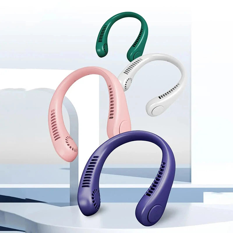 Tevorex Mini Portable Bladeless Neck Fan 800mAh Rechargeable Air Cooler 3 Speeds Summer Sports Fans