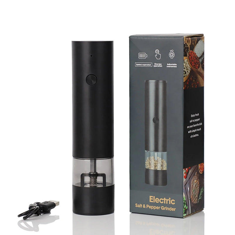 Electric Grinder USB Charging Electric Pepper Grinder Black Peppercorns Sea Salt Grinder Adjustable Coarseness Large Capacity Automatic Spice Grinder Kitchen Cooking Tool