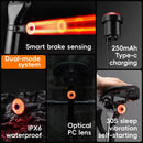 ROCKBROS Q0 Qzero Bicycle Taillight Smart Auto High Brightness Brake Sensing Waterproof LED USB Charging Bike Rear Light for Mountain Road Night Ride
