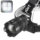 XHP70 Strong LED Headlamp Type-C USB Charging Outdoor Fishing Zoom Headlight Bike Running Search Head Lamp