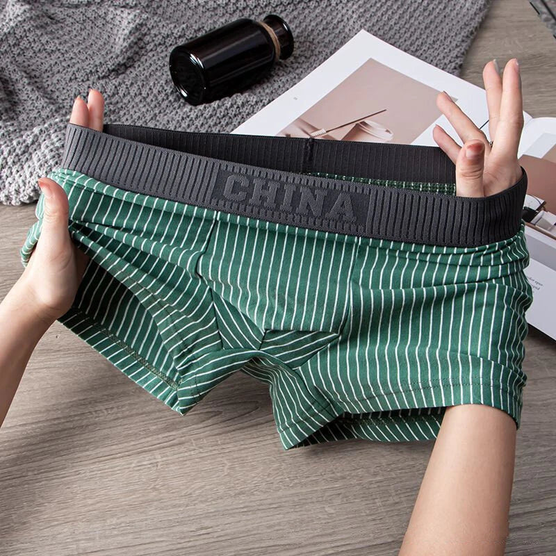 4 Pcs Men's Underwear Fashion Striped Boxer Briefs Trend Pure Cotton Boxing Shorts Comfy Breathable Men Underwear Set Plus Size L-5XL