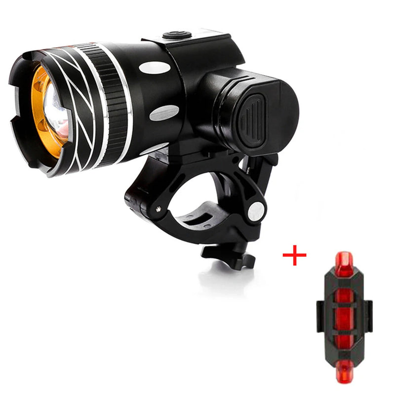 Xmund LED Bicycle Front Light USB Rechargeable Adjustable Bicycle Taillight Set MTB Mountain Cycling Flashlight Bike Accessories