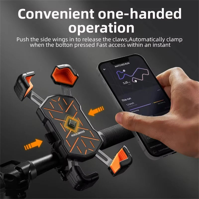 ROCKBROS 4.5''-7.2''Bicycle Phone Handlebar Holder 360 Rotation 30 Tilt Auto Locking Shockproof Non-slip Motorcycle Electric Vehicle Bike Bracket