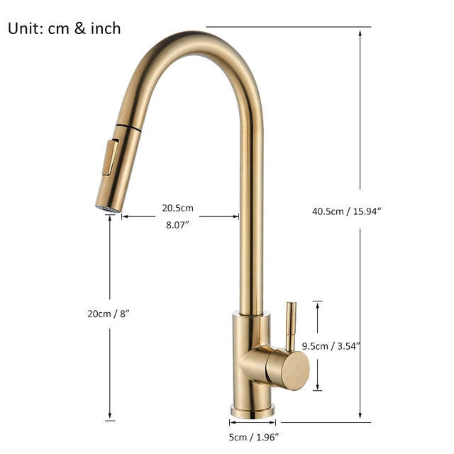 304 Stainless Steel Pull-out Faucet Straight Nozzle Kitchen Pull-Out Faucet with Sprayer Mode Steam Mode
