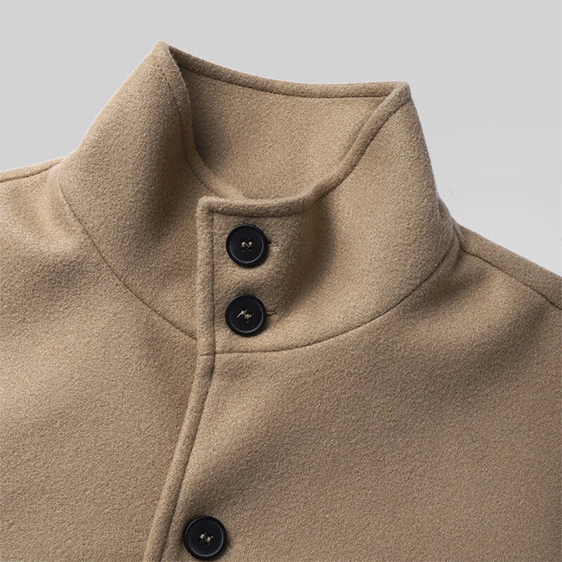 INCERUN Mens Solid Stand Collar Button Front Jacket Casual Fall Winter Outwear Top with Pockets S-5XL