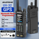 Baofeng UV32 GPS 10W Long Range Walkie Talkie bluetooth Phone APP Programming Multi-band Wireless Copy Frequency 1000CH 10 NOAA Type-C Two-way Radio