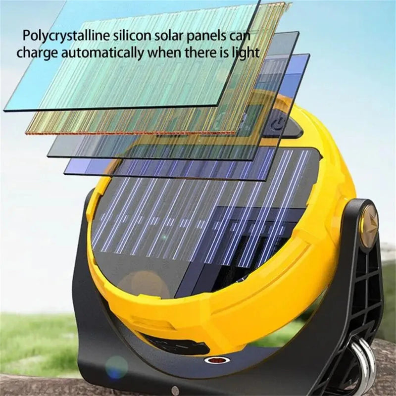 IPRee Portable LED Light USB Rechargeable Work Magnetic Light Solar Camping Light 3 Light Modes 4 Adjustable RGB Modes ABS Texture Suitable for Workshop Outdoor,Cars Repairing and Camping