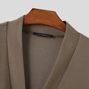 INCERUN Men Simple Textured Cardigan Sweater Comfortable Loose Fit Botton Front Lapel Thick Sweater Cardigan for Men Fall Plus Size S-5XL