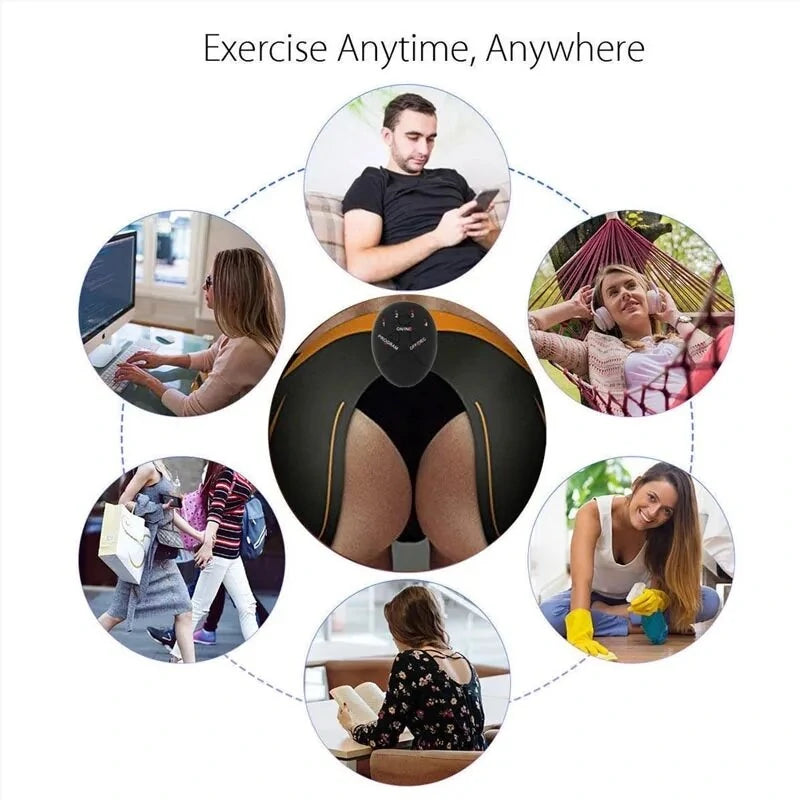 Bominfit EMS Smart Abdominal Muscle Stimulator 6 Modes EMS Training Arm Hip Exercise Belt for Home Gym Office Fitness