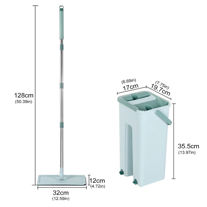 360 Rotation Spin Flat Mop Bucket Set Auto Rebound Hand-free Floor Cleaning