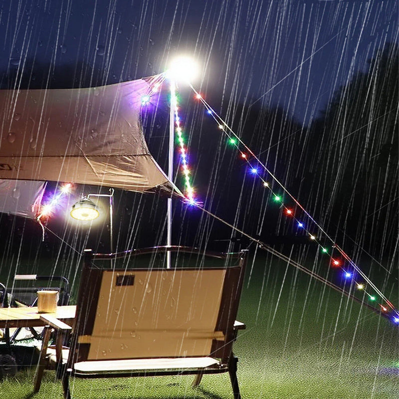 IPRee Outdoor Camping Light String Warm+Colorful Light 20M USB+Solar Rechargeable Waterproof Light Chain Portable Scalable Suspended Sky Tent Atmosphere String Light
