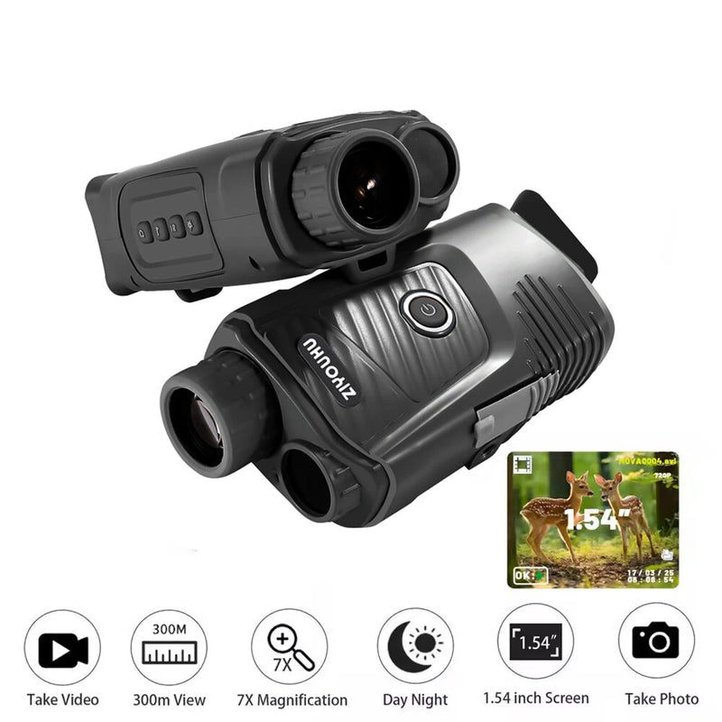 ZIYOUHU Portable 300M Night Vision Monocular Camera 7X Zoom 1080P HD Infrared Digital Telescope for Hunting Camping