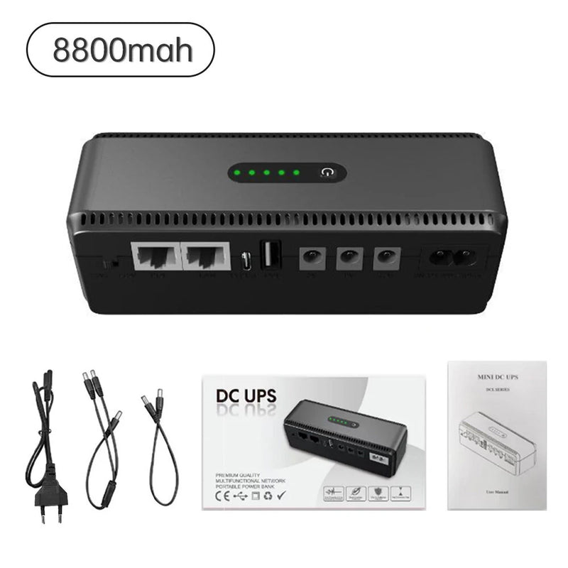 DCL-18W Mini DC Power Supply UPS 18W 8800mAh/10400mAh USB Type-C 5V/2A DC POE 15V/0.6A 24V/0.4A Input 100-240V for Network Devices