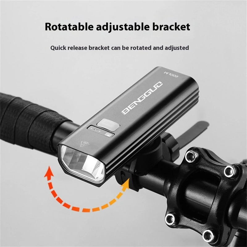 BENGGUO 400/600/800LM Smart Light Vibration Sensing Bicycle Headlight Aluminum Alloy Waterproof Type-C Charging Bike Front Light for Outdoor MTB Cycling
