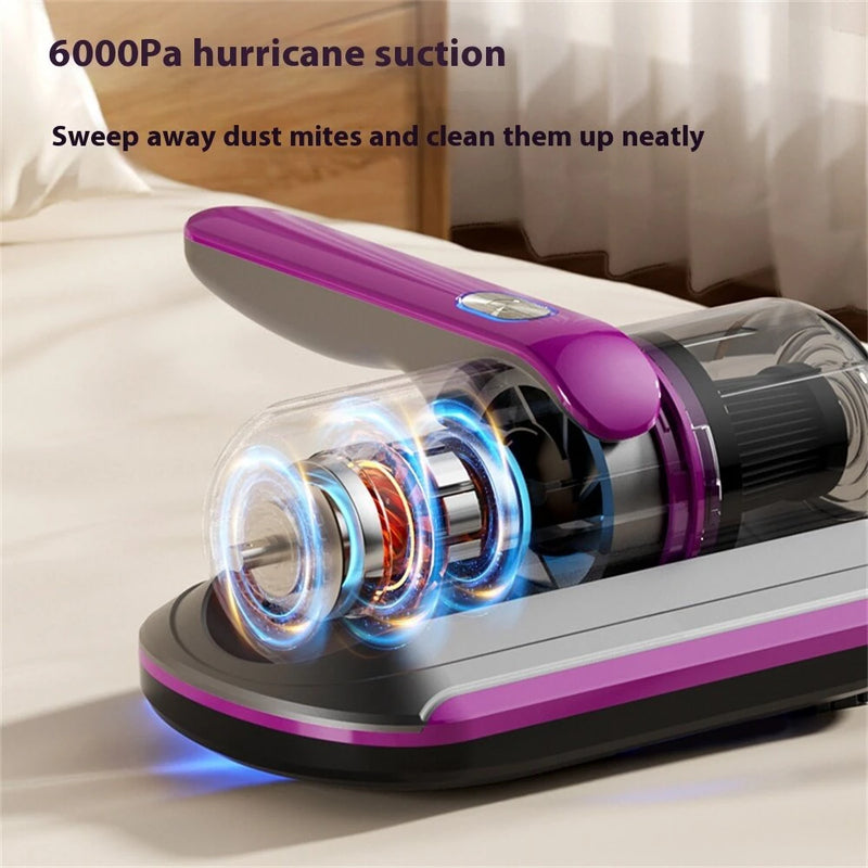 Tevorex Wireless Handheld Vacuum Cleaner 6000Pa Chargeable Mite Removal Device Lightweight Vacuum Cleaner for Bed Car Pet