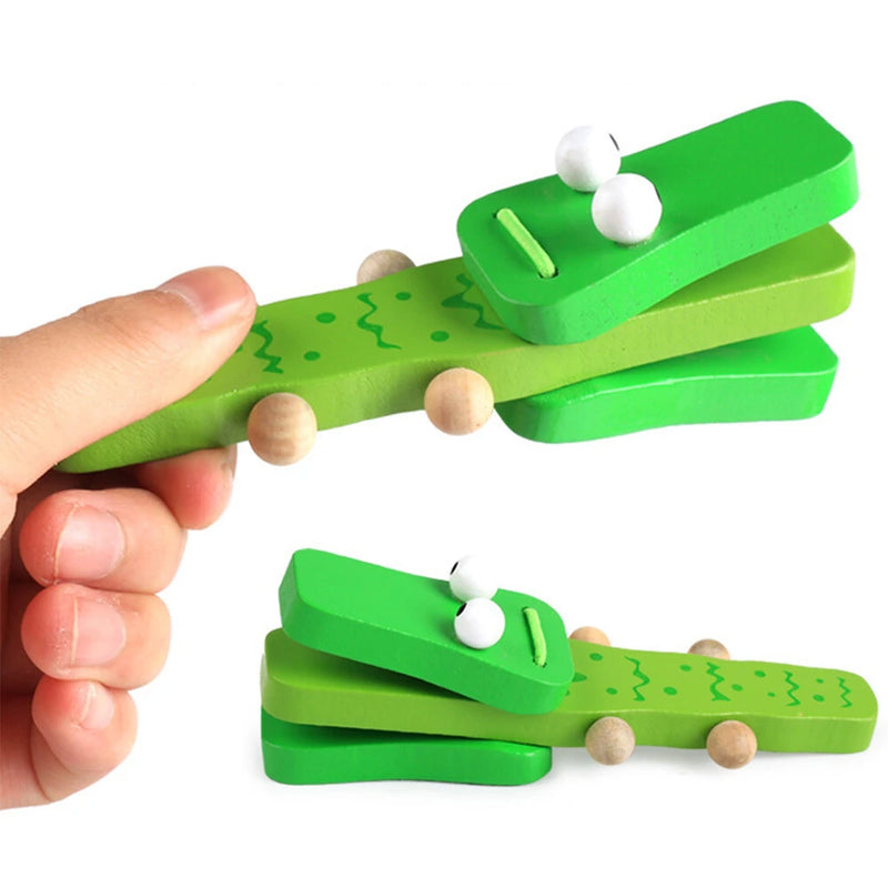 Wooden Castanet Cartoon Crocodile Clap Toy Musical Instrument Early Educational
