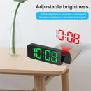 Versatile Colorful LED Digital Alarm Clock with 180 Degree Projection Adjustable Brightness /Indoor Temperature Dual Power Source Large Screen 12/24H For Home Office Classroom