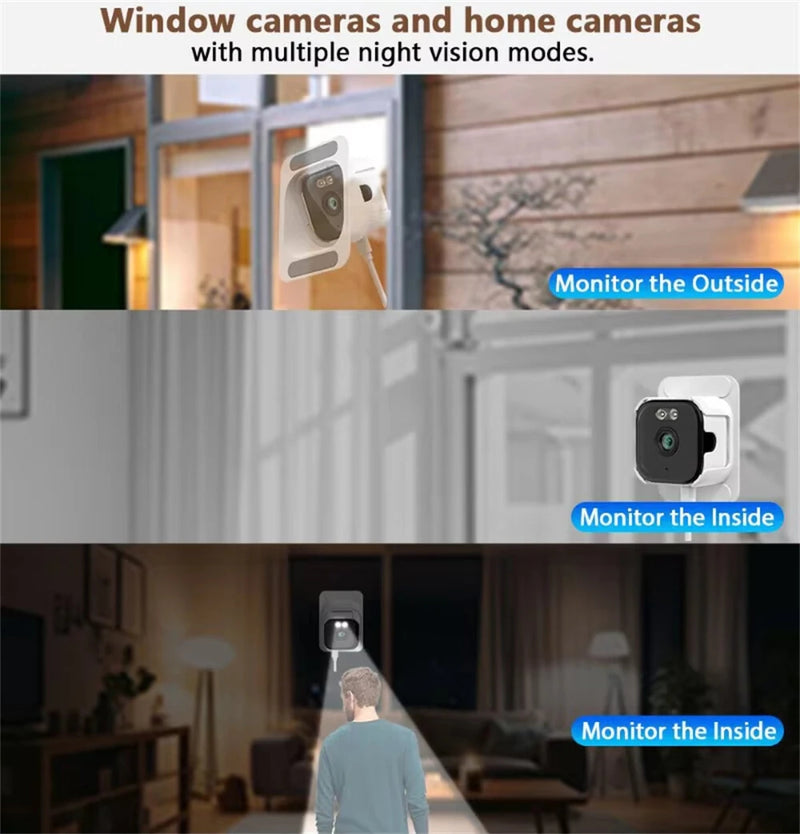 AI-Powered 3MP 2K HD Mini Window Camera Night Vision Motion Detect Dual Band WiFi Alexa Compatible Home Security Easy Install Indoor Outdoor Use
