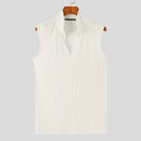 INCERUN Mens Solid Knit Textured Notched Neck Vest Elastic Sleeveless Tank Top for Male