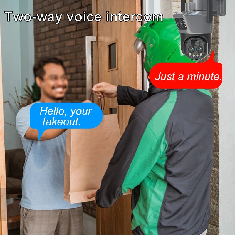 Guudgo 10x Zoom Solar Dual Lens Outdoor Security Camera PTZ Full Color Night Vision Two Way Intercom Human Detection Real Time Alerts CCTV Surveillance Camera