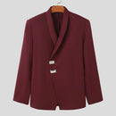 INCERUN Men Long Sleeved Blazer with Slanted Lapels and Metal Buttons and Shoulder Pads Fashion Loose Fit Blazers for Big Men Large Size S-5XL