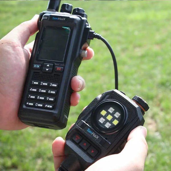 SenHaiX Portable Walkie Talkie Handheld Microphone with SOS Flashlight C-interface K-interface Connector Suitable for SenHaiX GT-12 HAM Radio