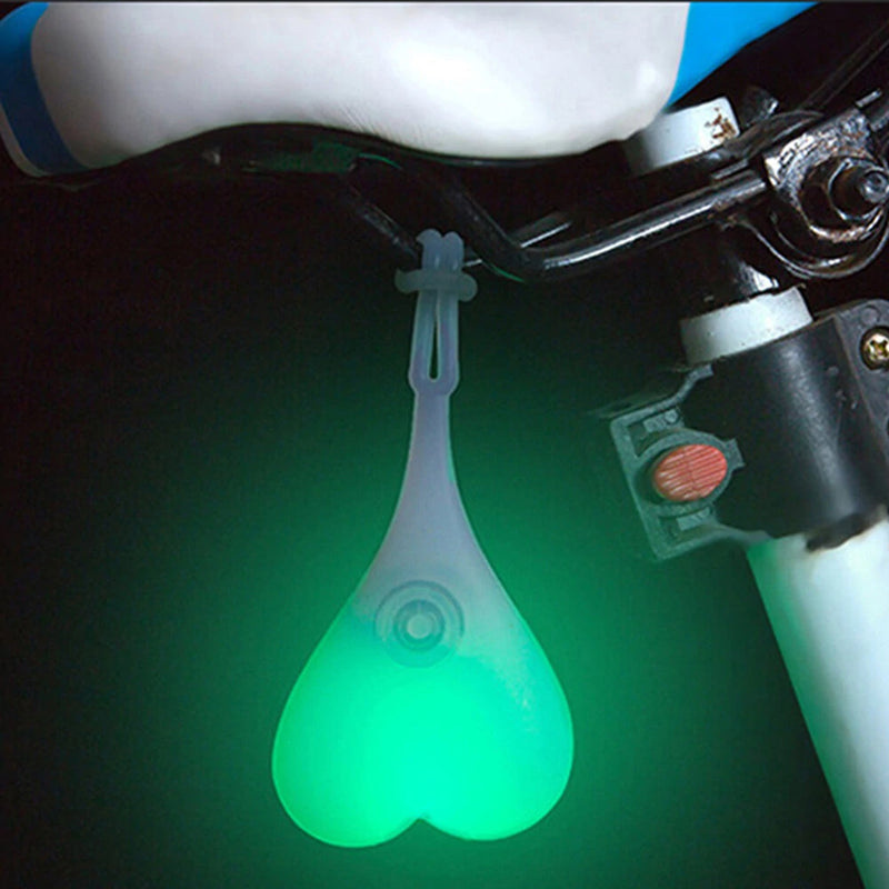 4 Colour Bike Balls TailLight Silicone Waterproof 3 LED Modes Warning Cute Heart Design Bike Light for Night Cycling