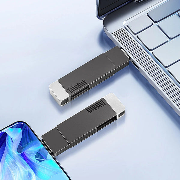 Lenovo Thinkplus BU100 Type-C & USB3.2 Flash Drive 512GB/256GB/128GB/64GB High Speed Pendrive 360 Rotary Mobile U Disk