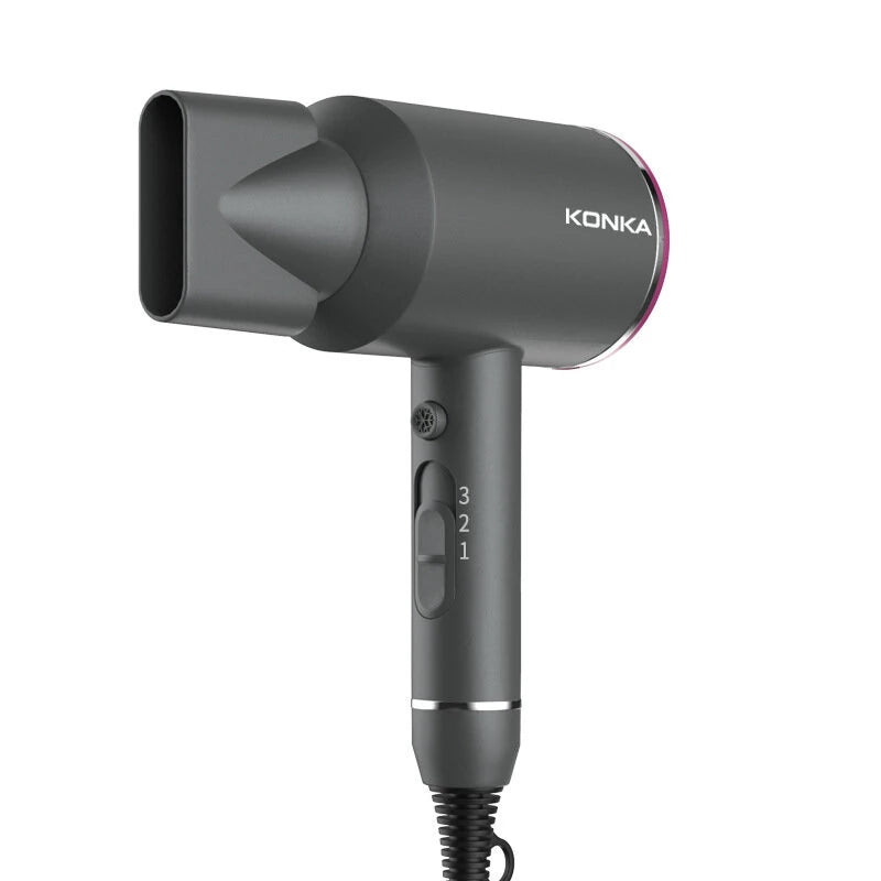 KONKA KG-1601 Hair Dryer 1600W 3 Drying Modes with Focused Airflow Nozzle Detachable Rear Cover 220V