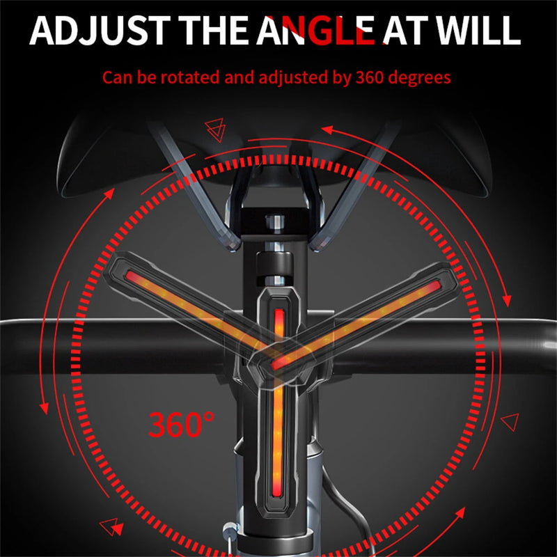 BIKIGHT 10-50LM 1PCS RGB LED Bicycle Smart Sensor Brake Taillight Type-C Charging Waterproof Warning Bike Rear Light for Night Cycling Safety