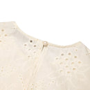 ZANZEA Elegant Style Womens Vintage Casual Cotton Crop Shirts Top Vacation Crew Neck Hollow Embroidery Blouses