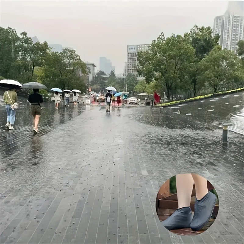 XANES 1 Pair Waterproof Non-slip Silicone Bike Shoe Cover High Elastic Wear-resistant Unisex Rain Boots for Rainy Day Cycling Reusable Shoe Cover