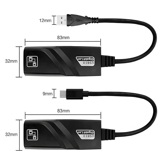 USB3.0 Gigabit Ethernet Adapter Type-C to RJ45 Network Card Mini PC Desktops Laptop Accessories Plug and Play