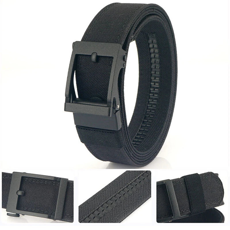 TUSHI 120cm Metal Buckle Tactical Belt Nylon Wistand Inserting Buckle Casual Military Fan Belt for Outdoor Shooting Hiking Sports