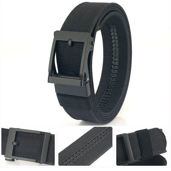 TUSHI 120cm Metal Buckle Tactical Belt Nylon Wistand Inserting Buckle Casual Military Fan Belt for Outdoor Shooting Hiking Sports