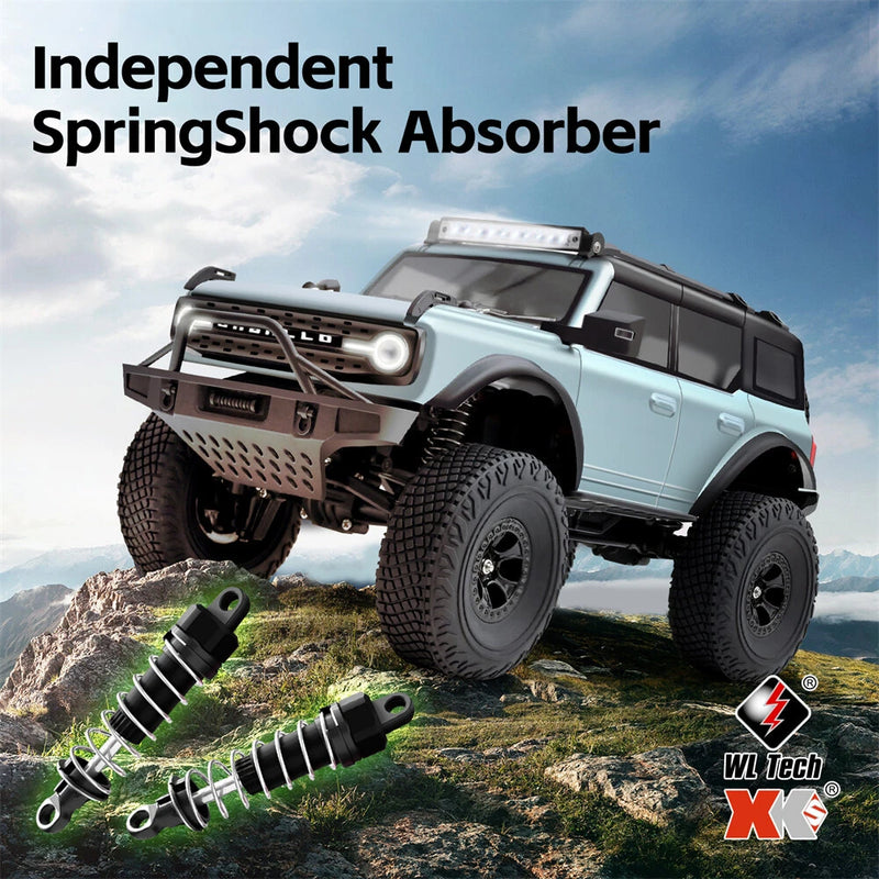 Wltoys 184023 RTR 1/18 2.4G 4WD RC Car Rock Crawler Off-Road Climbing Truck Full Proportional Remote Control LED Light Portal Axle Mechanical Gear Shifting Two Speed Metal Wheel Hub Vehicles Models Toys