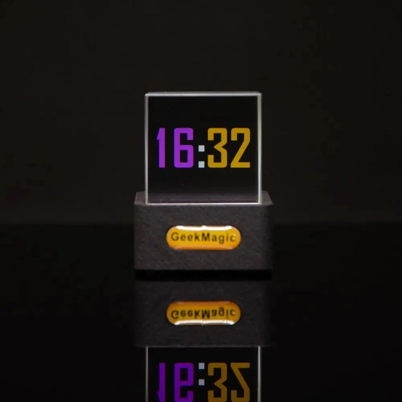 Transparent Mini WiFi Weather Clock GIFTV Smart Weather Station with GIF Animation Album Holographic Creative Gift Photo Display Crystal Cube