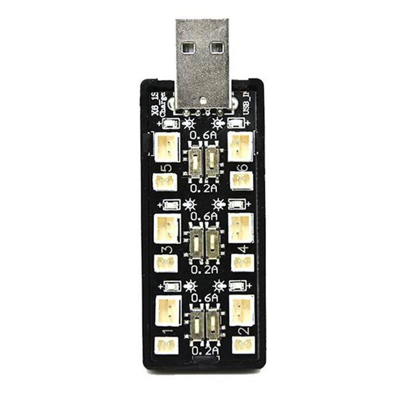 1S 6CH USB Charger 3.7V/4.2V 3.8V/4.35V Charging Hub Board PH1.25 Ph2.0 Adapter for RC Drone Quadcopter Lipo LIHV Battery
