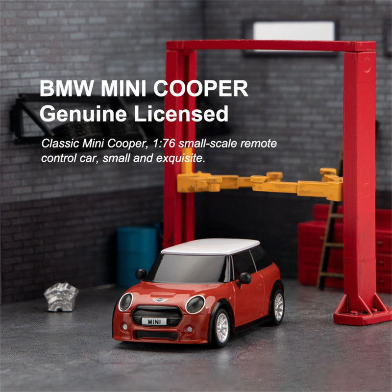 Turbo Racing RTR 1/76 2.4G RWD Drift RC Car for BMW Licensed Mini Cooper F56 3 Door Hatch Sports Racing LED Lights Full Proportional Vehicles Model Kids Children Toys