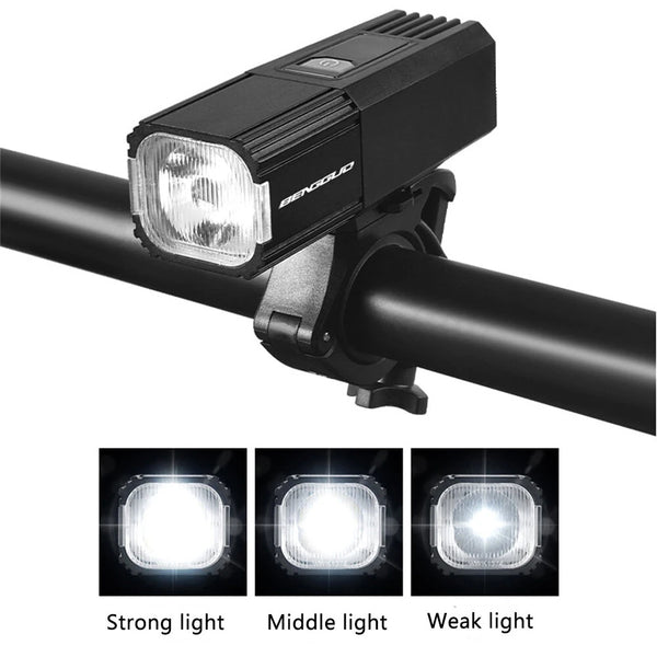 BIKIGHT LED High Brightness Long-range Bicycle Headlight IPX4 Waterproof USB Charging 3 Light Modes Bike Front Light for MTB Night Riding Safety