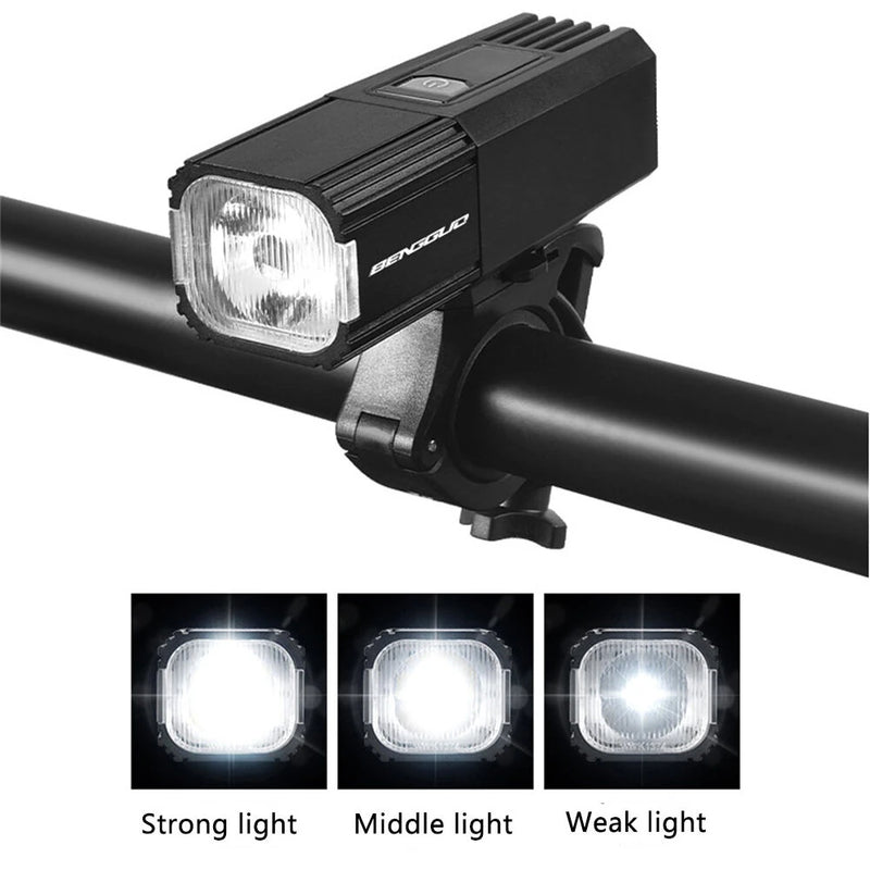 BIKIGHT LED High Brightness Long-range Bicycle Headlight IPX4 Waterproof USB Charging 3 Light Modes Bike Front Light for MTB Night Riding Safety