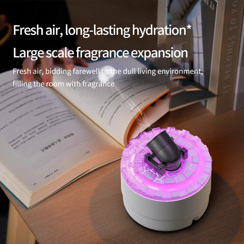 Volcanic Crack Light Artillery Air Humidifier Aromatherapy Diffuser 200ML Capacity Auto Shut-off Timer Silent Operation Dynamic Lighting for Home and Office